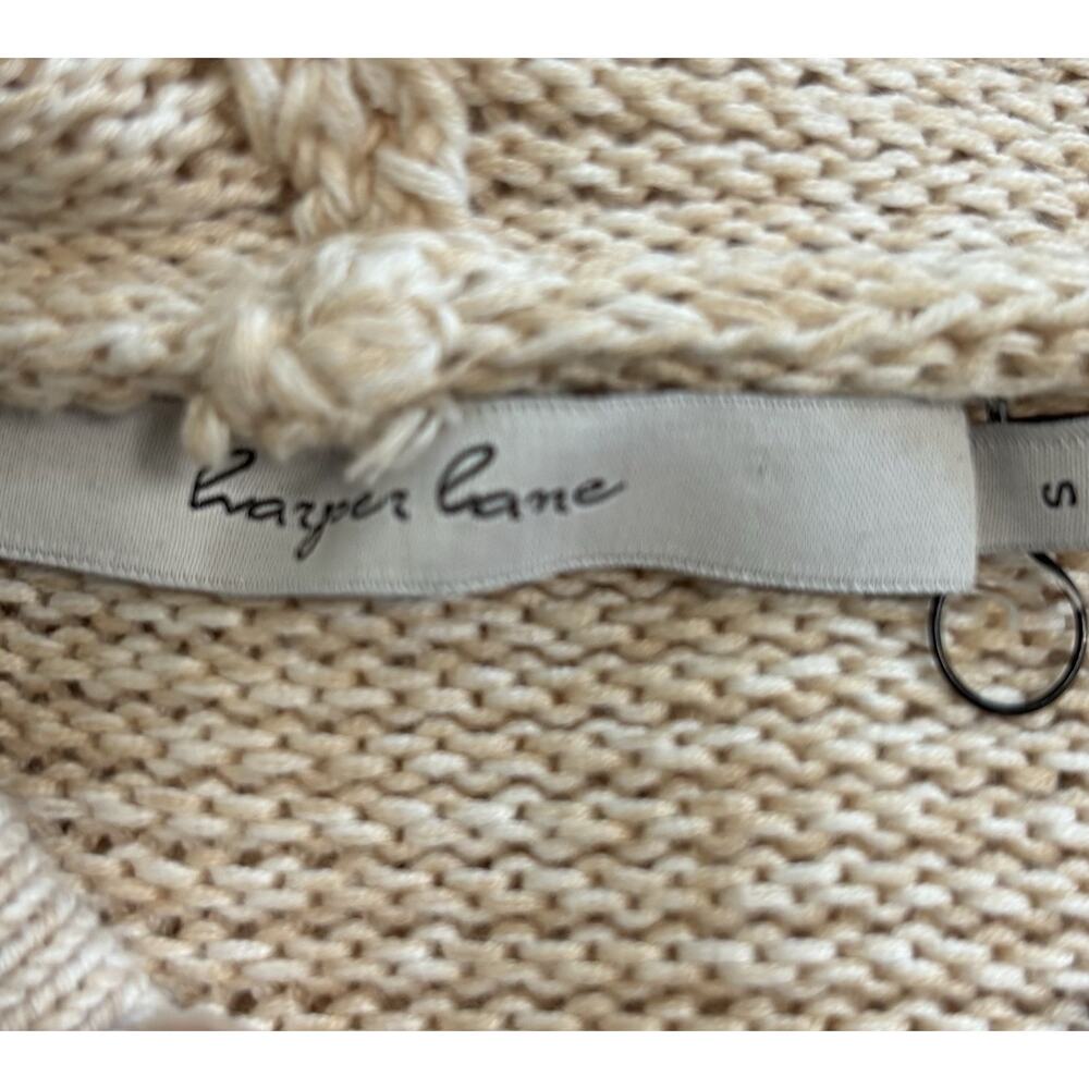 Harper Lane Cream Knit Hoodie Sweater Fisherman Nautical Preppy Women’s Size S - Picture 7 of 11